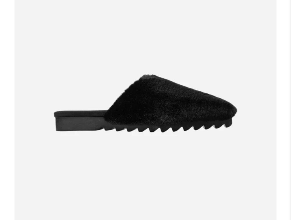 Roam long Lux Cloud Faux Fur Mule Black Comfort Size 6 Minimalist Quite Luxury